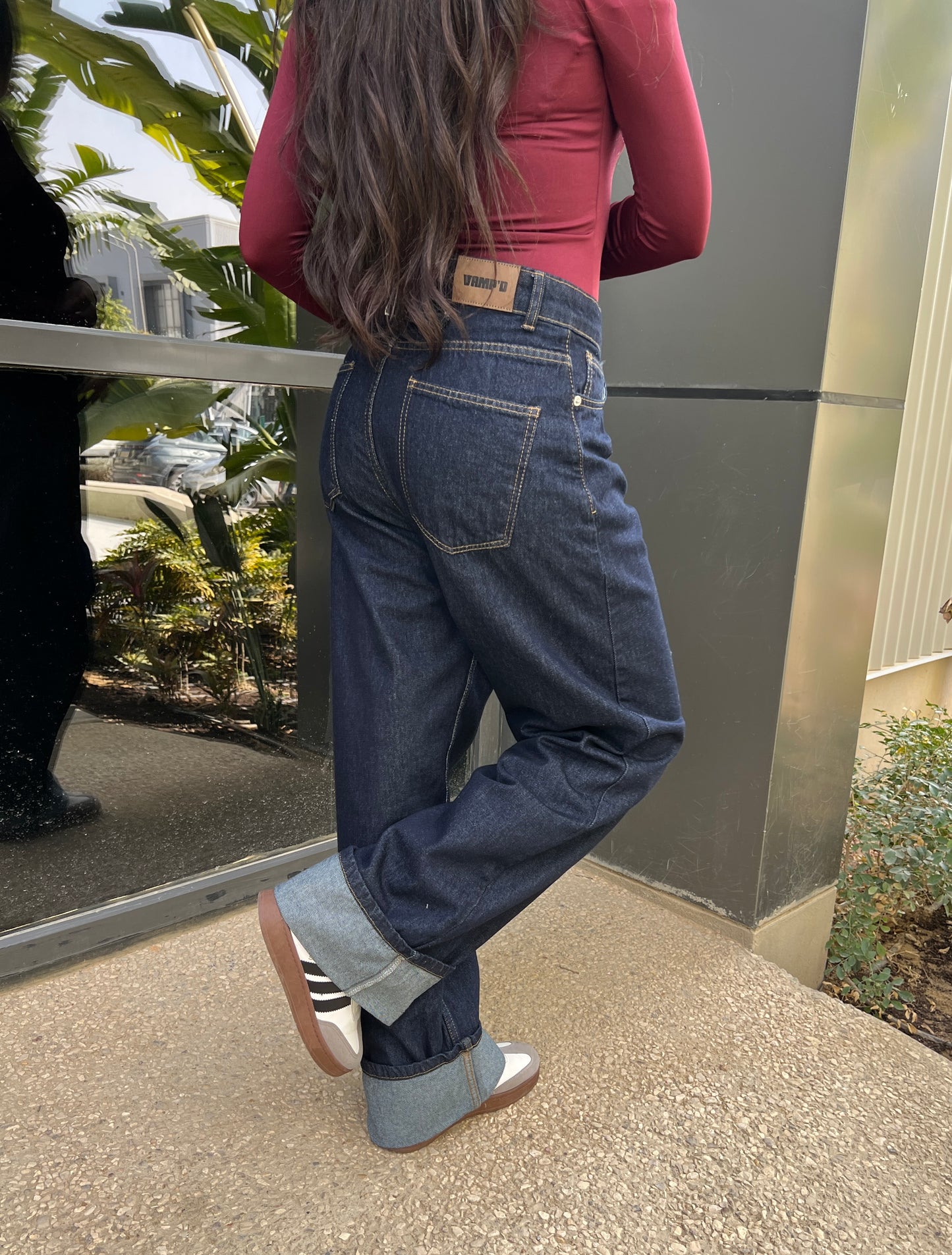 RAW WIDE LEG DENIM WITH TURN UP HEMS