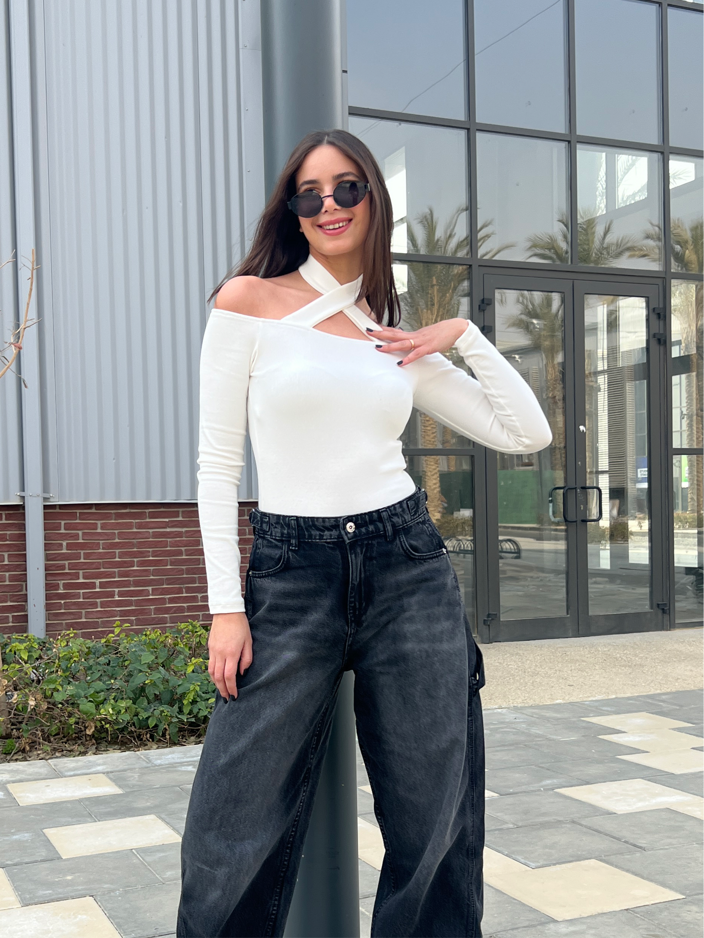 OFF-WHITE CRISS-CROSS TOP