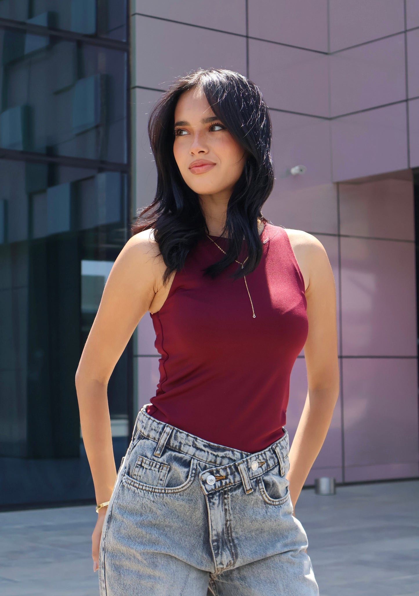 BURGUNDY NORMAL CUT BASIC TOP