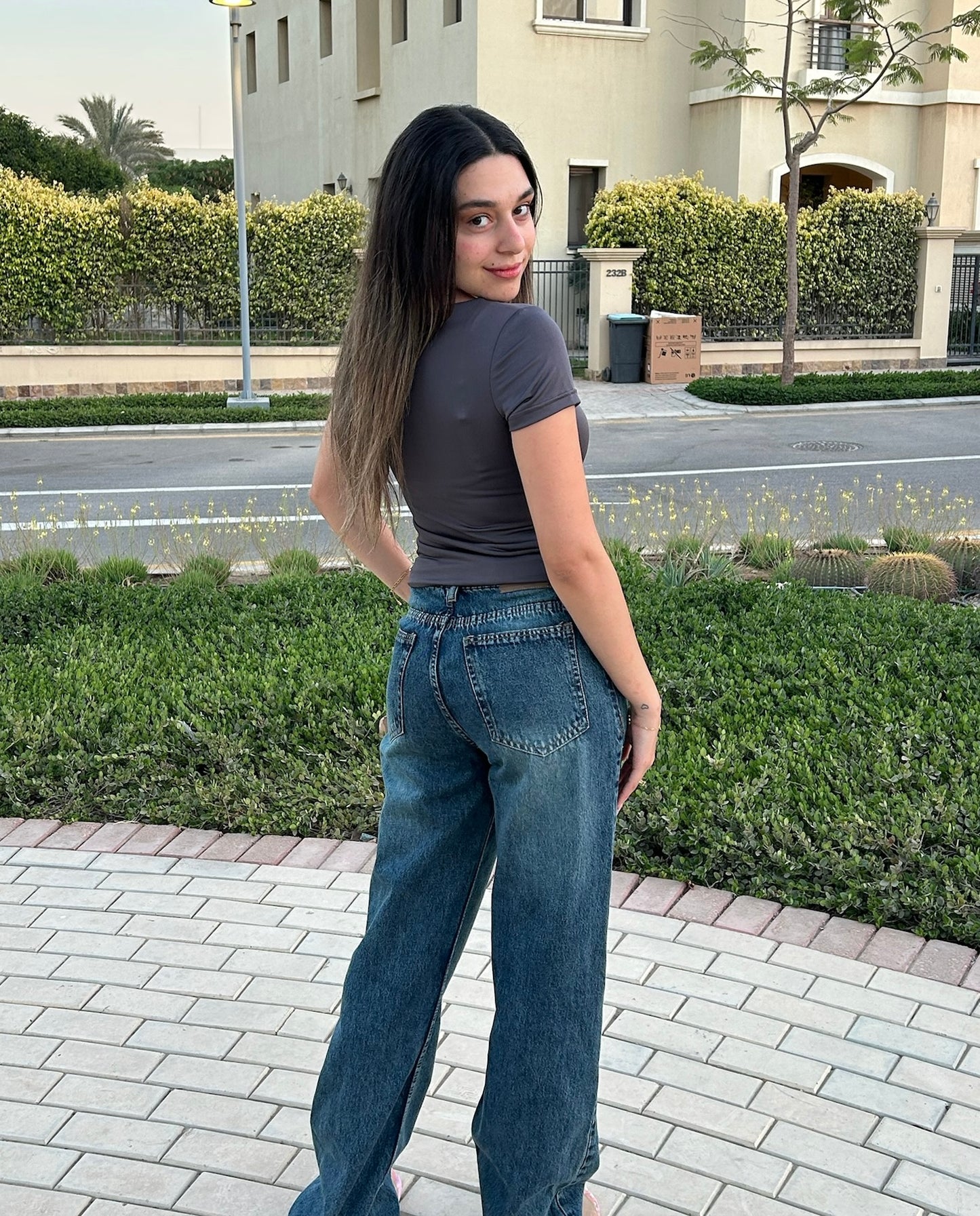 Blue Green High-rise Straight Denim