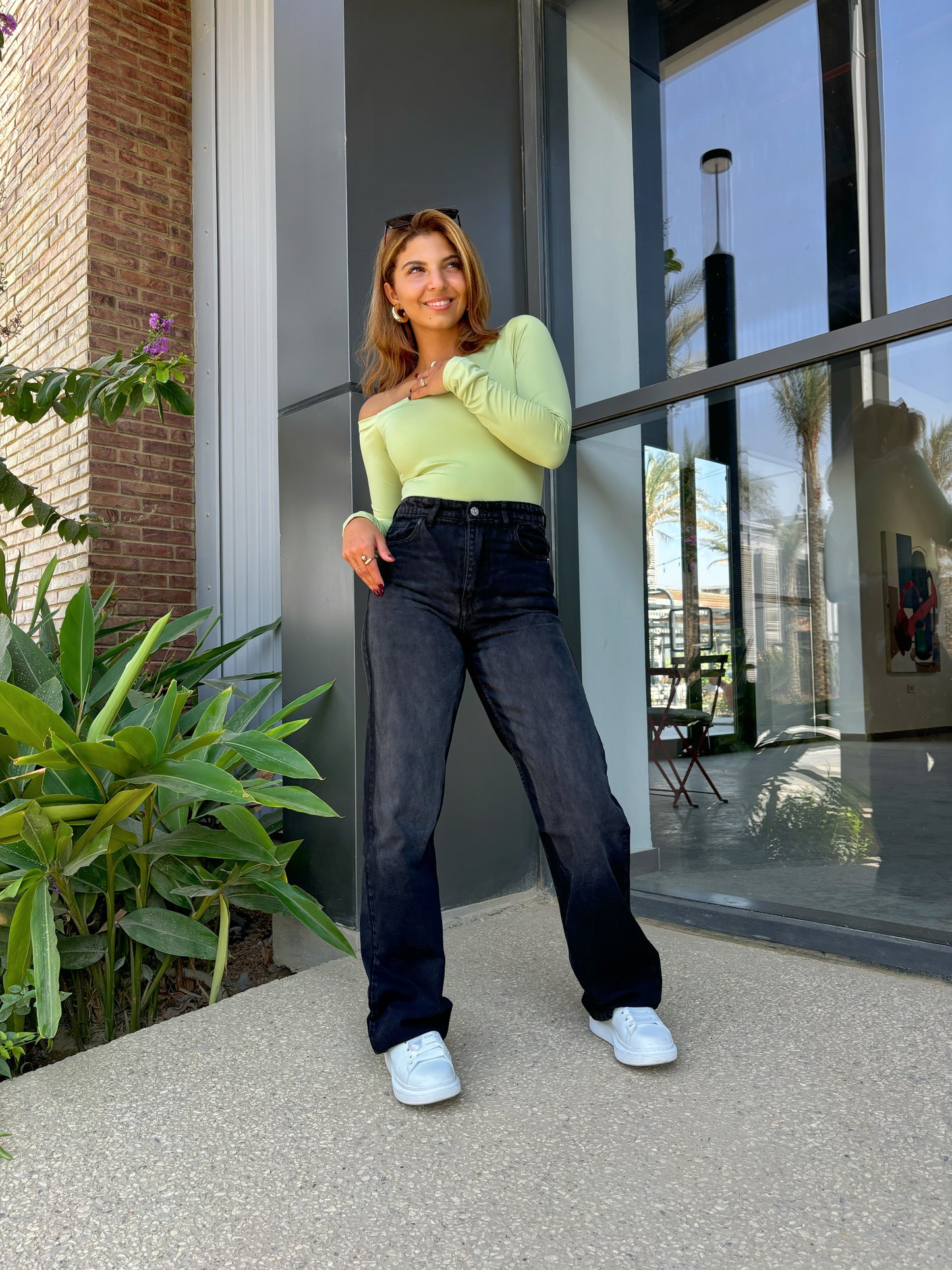 MINT GREEN ONE-SHOULDER BASIC TOP