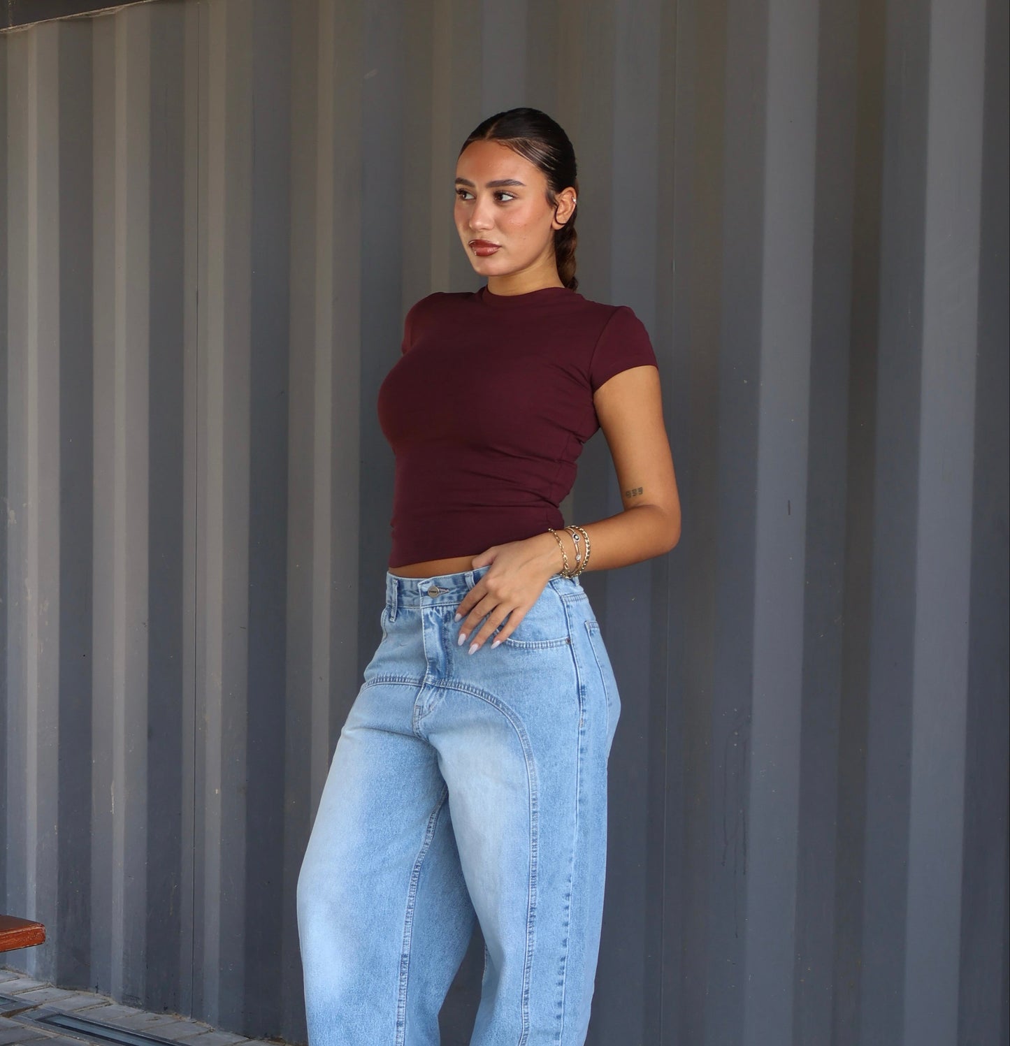 BURGUNDY COTTON BABY TEE