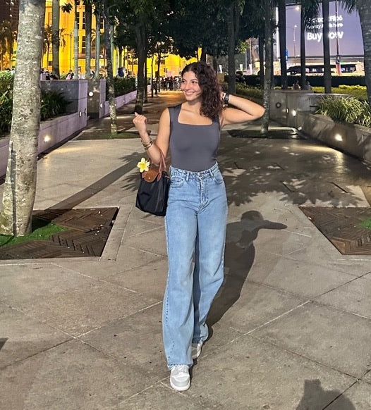 Blue High-rise Straight Denim