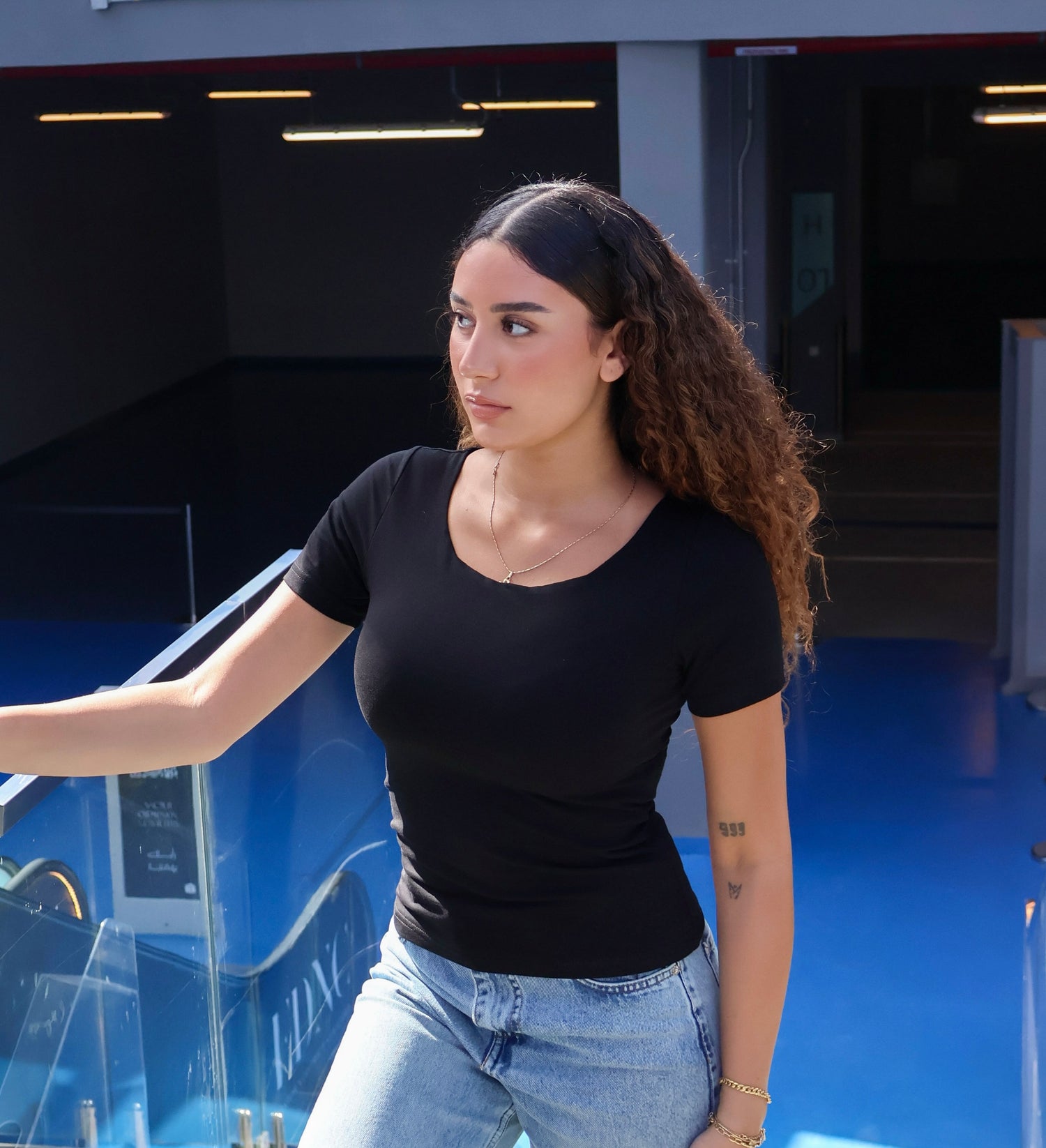 COTTON ROUND-NECK TOP