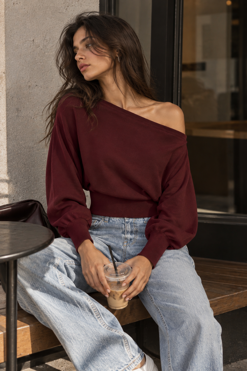 OFF-SHOULDER KNIT TOP
