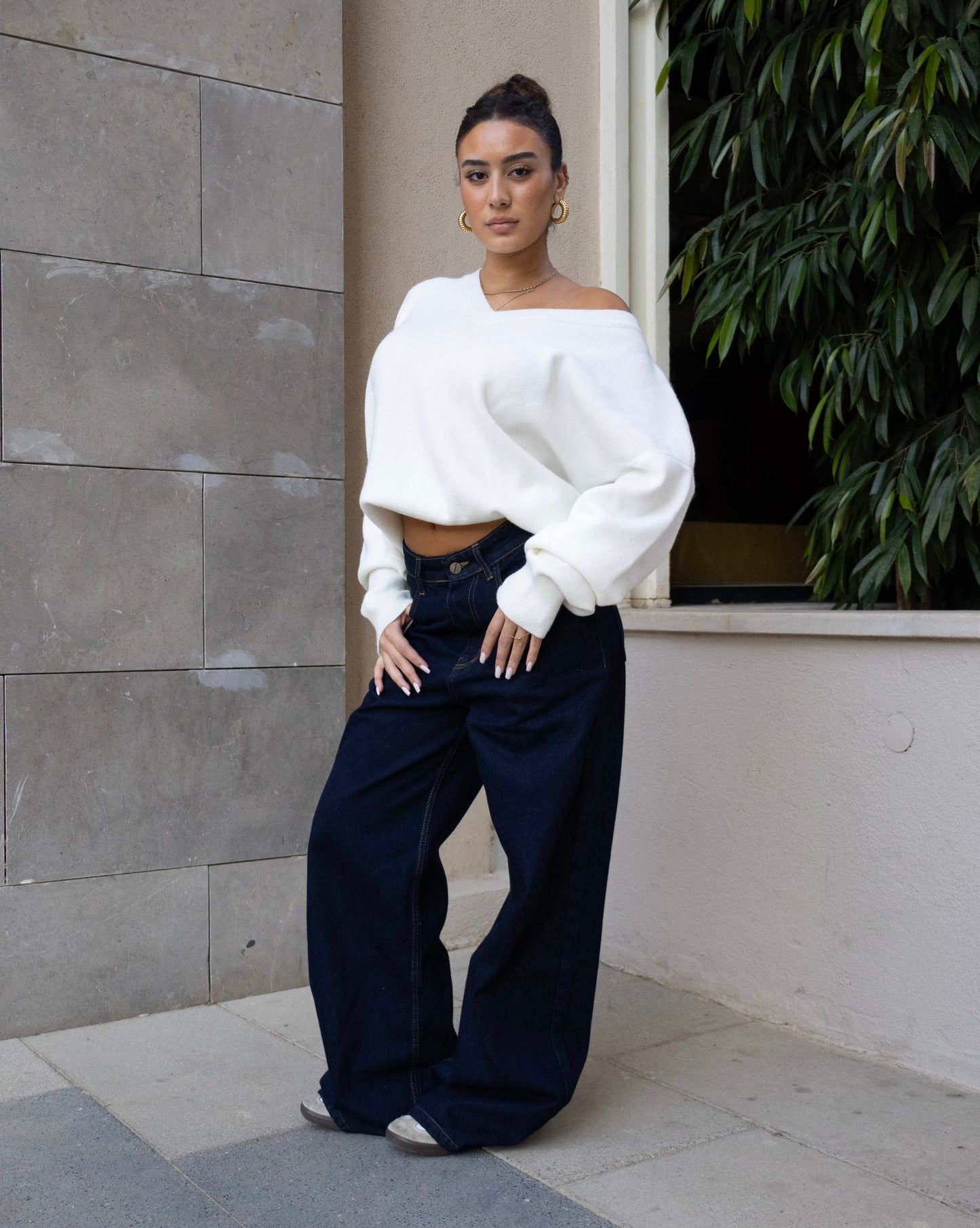 RAW MID-RISE BAGGY DENIM