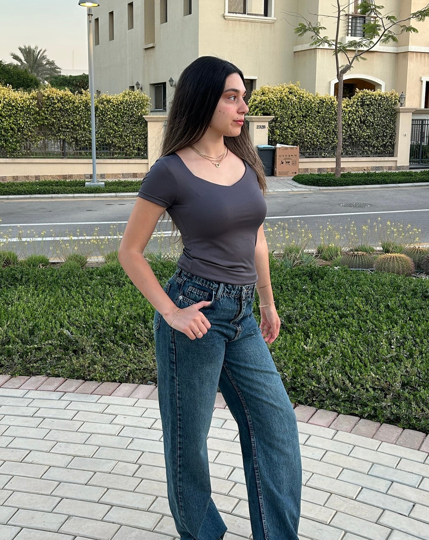 Blue Green High-rise Straight Denim