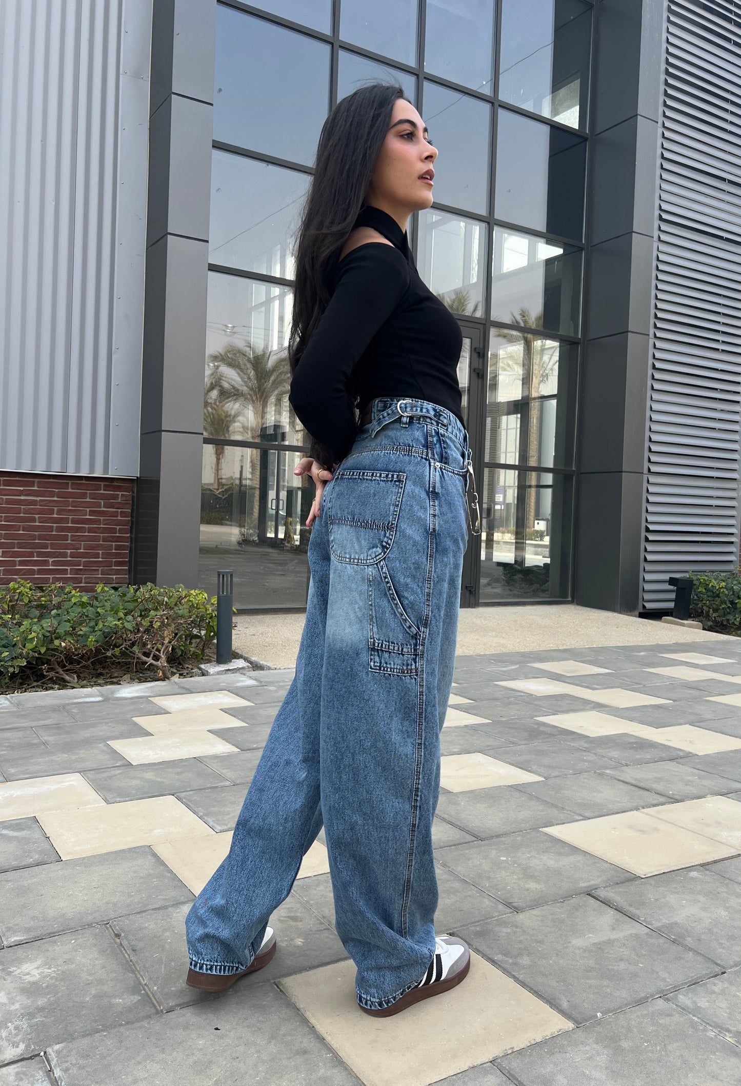 BLUE ADJUSTABLE BALLOON FIT DENIM