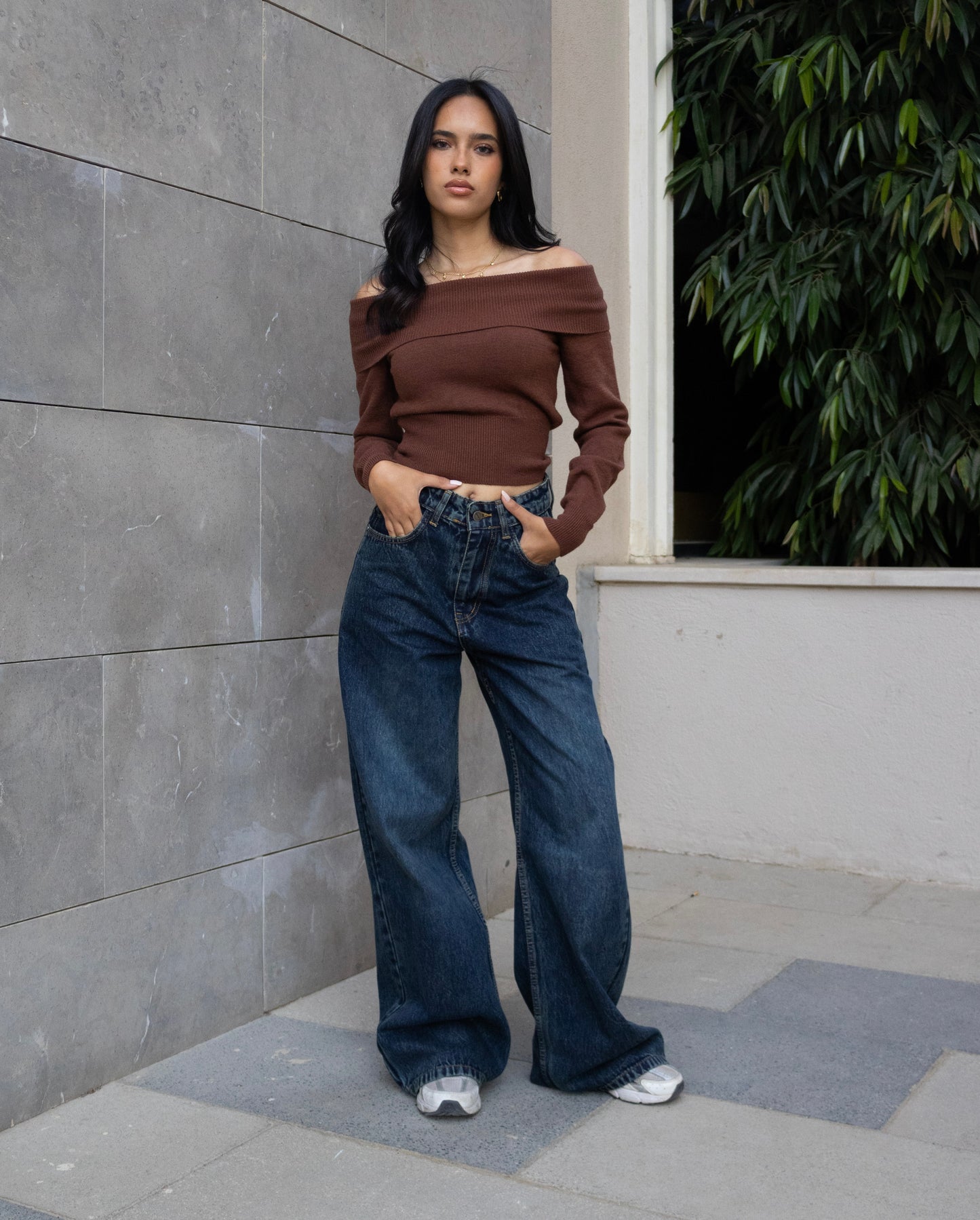 BLUE GREEN MID-RISE BAGGY DENIM