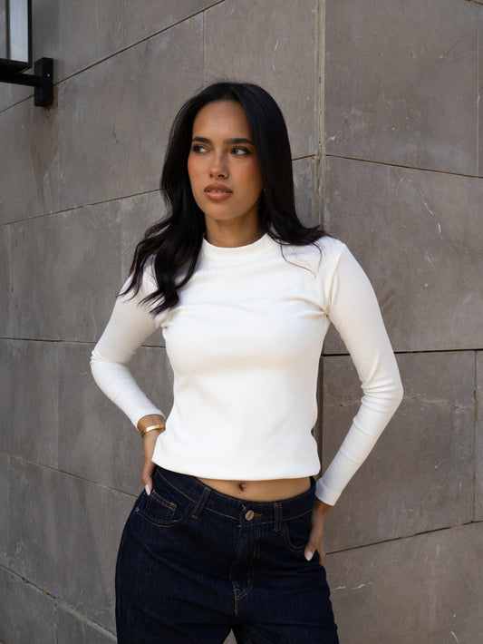 Off-WHITE RIBBED COTTON CREWNECK BASIC TOP