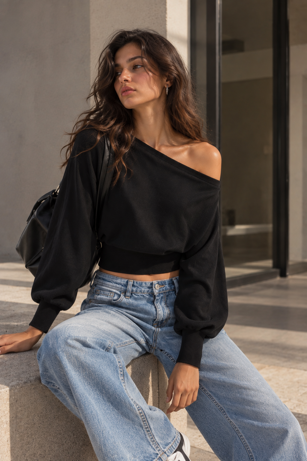 OFF-SHOULDER KNIT TOP