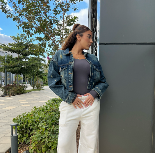 BLUE CROPPED DENIM JACKET