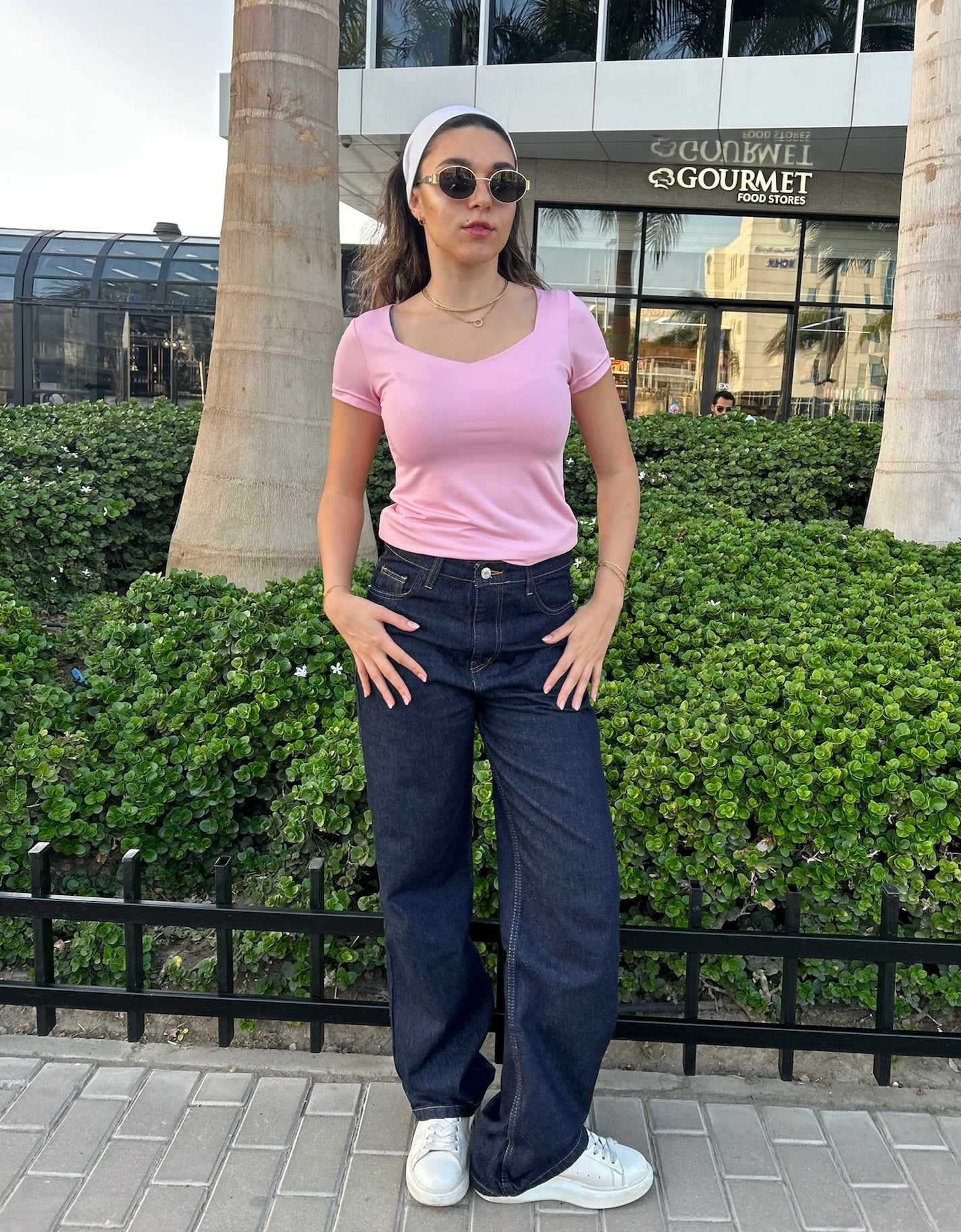 BABY-PINK-SQUARE NECK SHORT SLEEVED BASIC TOP