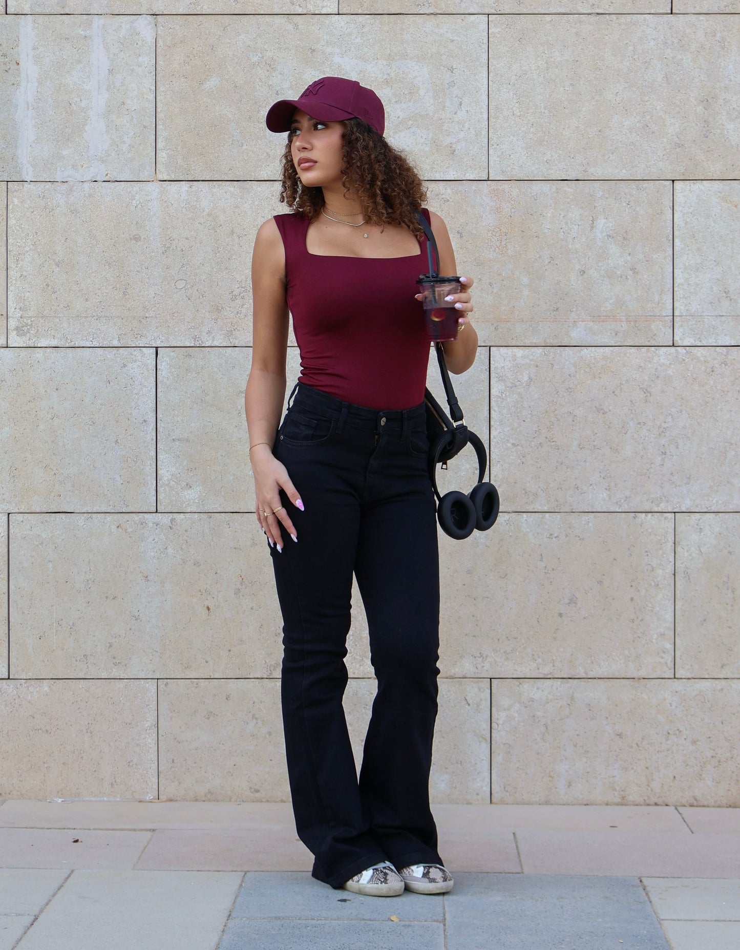 BLACK HIGH-WAIST FLARE DENIM