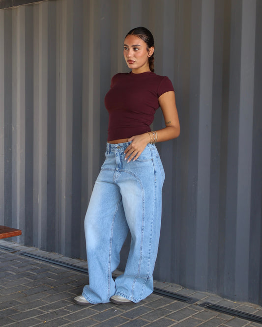 BLUE LOW-WAIST SUPER BAGGY DENIM
