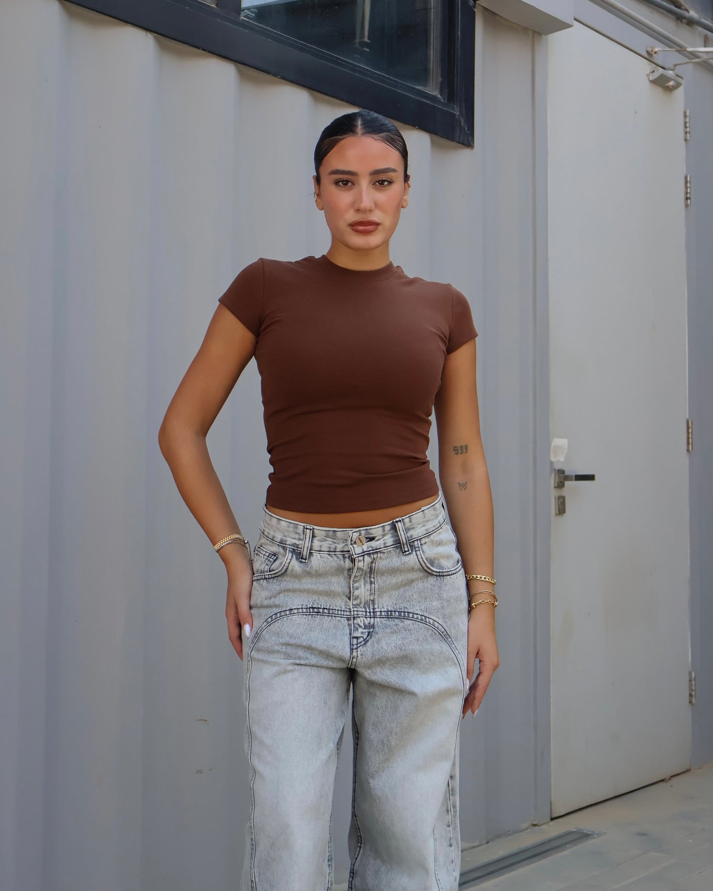 BROWN COTTON BABY TEE