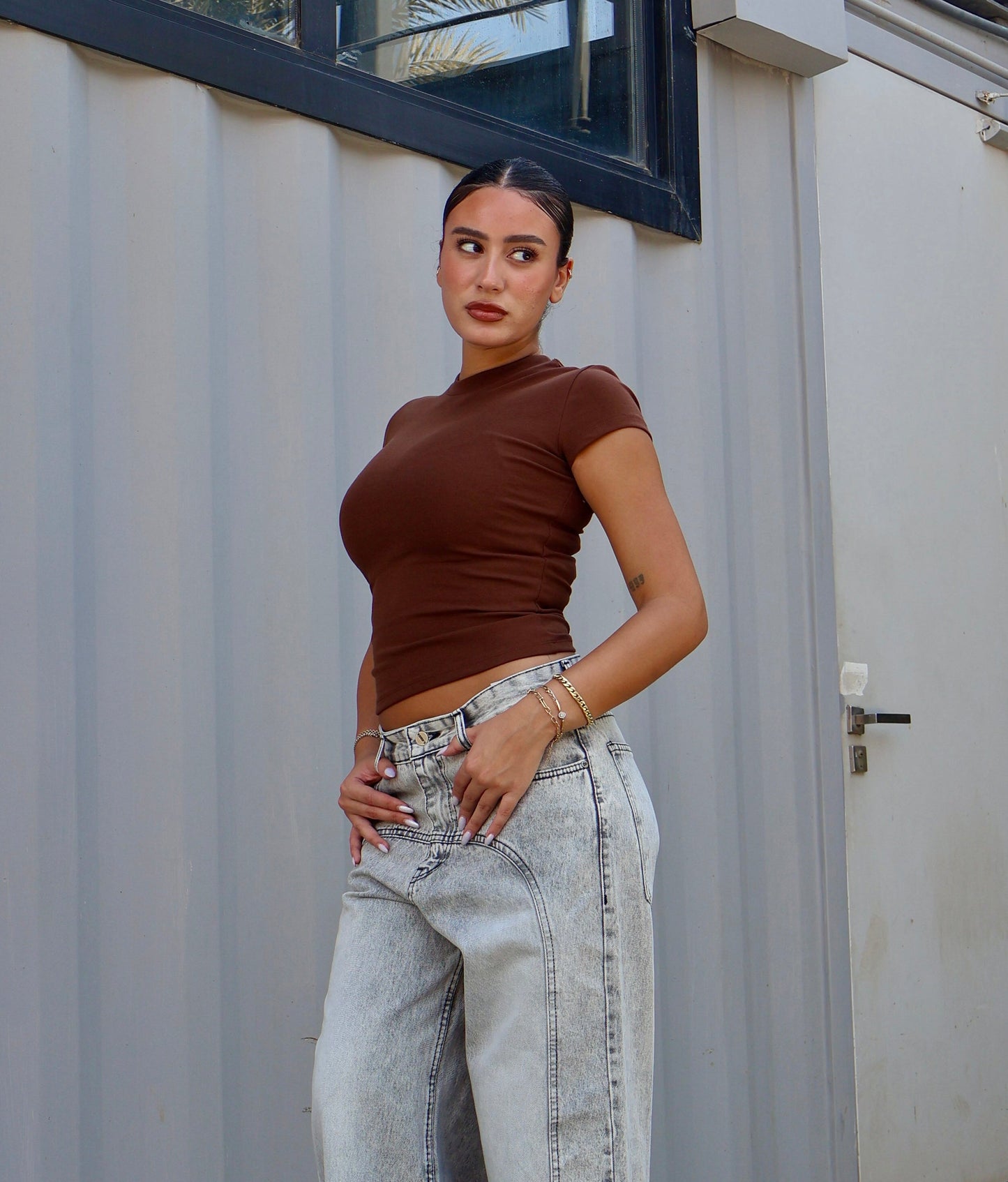 BROWN COTTON BABY TEE