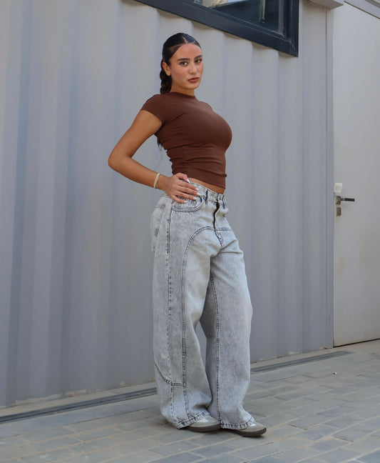 GRAY LOW-WAIST SUPER BAGGY DENIM