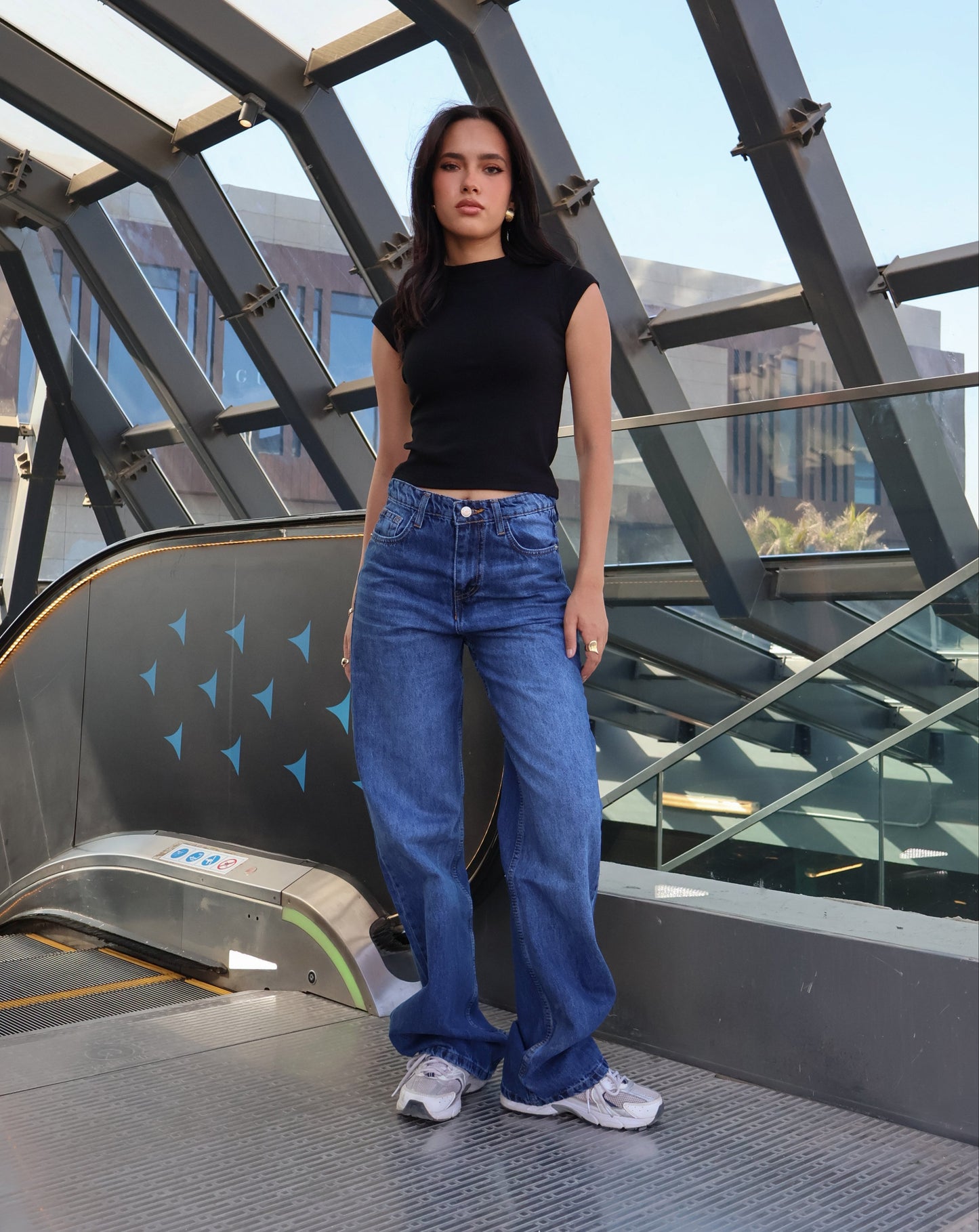 Dark Blue High-rise Straight Denim
