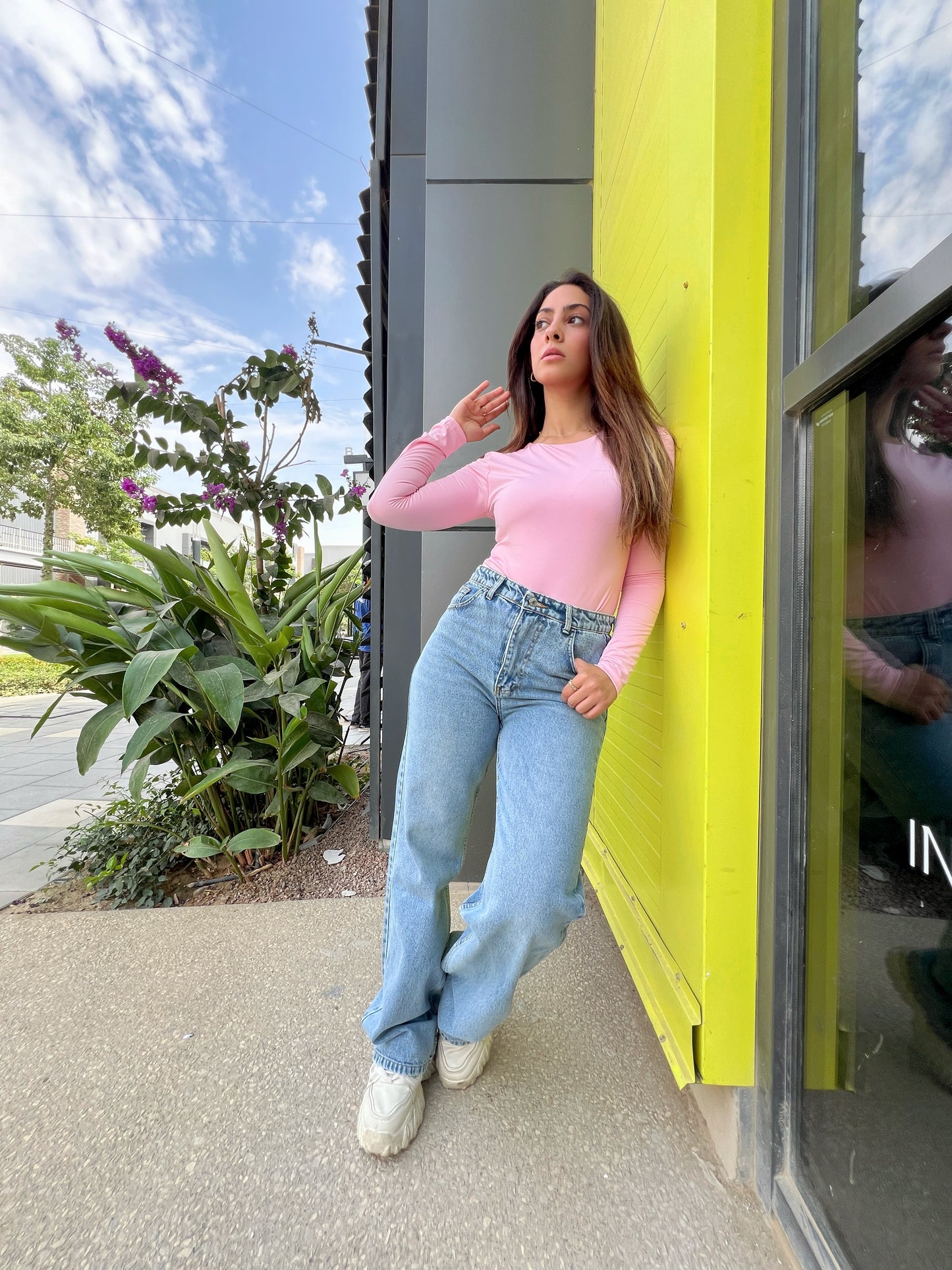 BABY PINK LONG-SLEEVE CREWNECK BASIC TOP