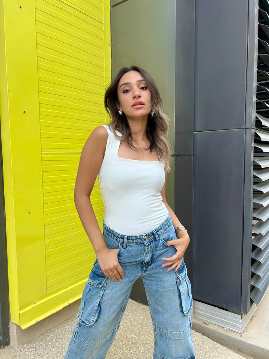 OFF-WHITE SQUARE NECK BASIC TOP
