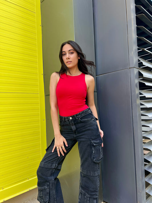 RED NORMAL CUT BASIC TOP